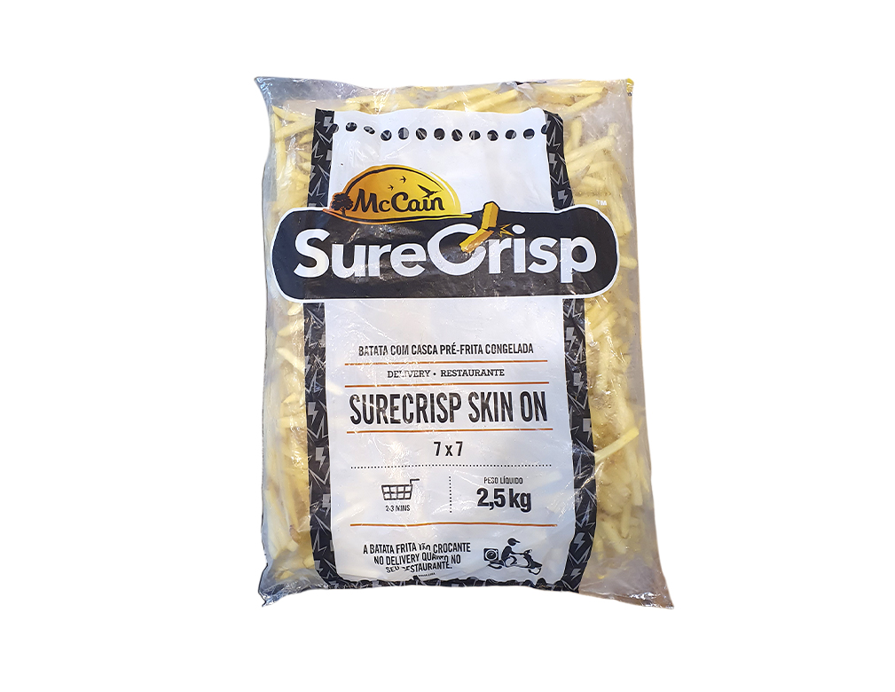 BATATA PALITO CONGELADA PRÉ FRITA 7 MM SURECRISP SKIN ON MCCAIN 2,5 KG (CX 5 PCT)